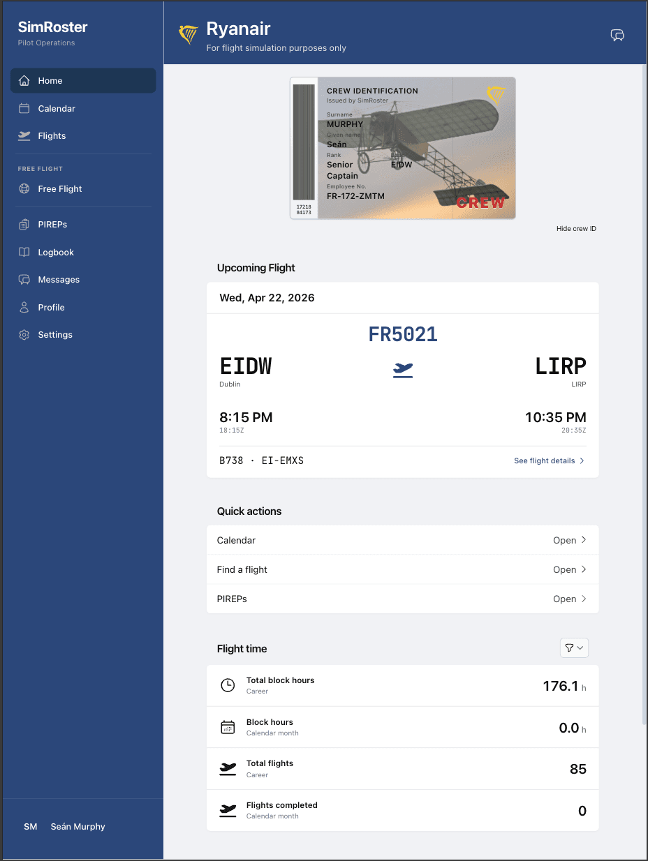 SimRoster app overview